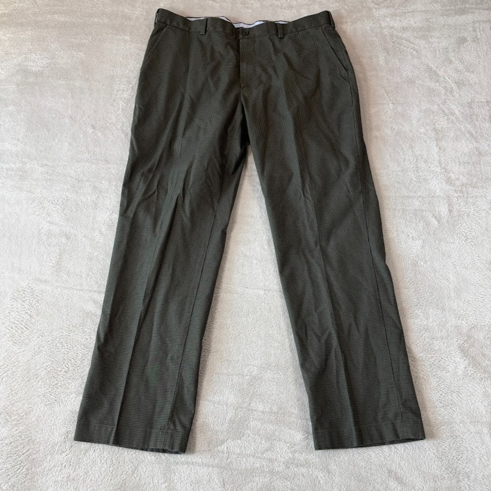 Brooks Brothers Mens 38x30 Advantage Chino Clark Houndstooth Dress Pants Green